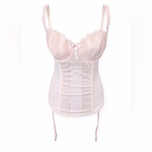 Cacique Pink Lace Bustier‎ Corset Top whimsical Fairycore Coquette- 34D